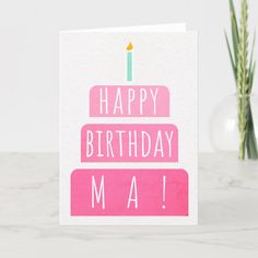 a pink birthday card with the words happy birthday gramme on it and a lit candle