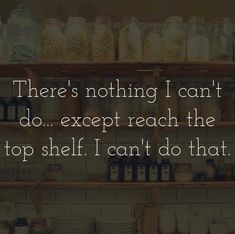 there's nothing i can't do except reach the top shelf, i can't do that