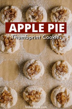 apple pie thumbprint cookies with powdered sugar on top