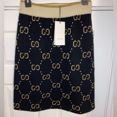 Gucci Skirt Size Small. Has Stretch. Mix Wool Yarn, Ivory, Black Gold. Gucci Skirt, Wool Yarn, Womens Skirt, Yarn, Gucci, Wool, Skirt, Gold, Black