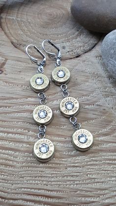 Triple Bullet Earrings - CHOICE of Brass or Nickel Casings-SureShot Jewelry Bullet Shell Jewelry, Bullet Earrings, Apocalypse Gear, Bullet Shell, Bullet Casing, Bullet Jewelry, Triple Threat, Shell Jewelry, Do It Yourself