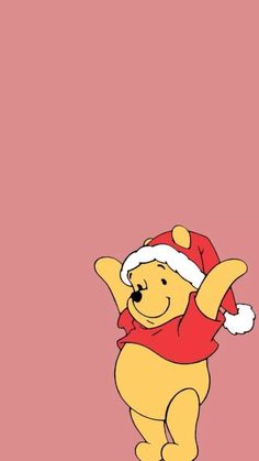 winnie the pooh wallpaper with santa hat