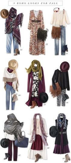 9 Boho Looks for Fall Boho Chic Outfits Fall, Vetement Hippie Chic, Stile Hippie Chic, Boho Chic Outfits Summer, Looks Hippie, Look Hippie Chic, Boho Fashion Winter, Stile Boho Chic, Moda Hippie