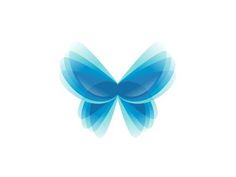 a blue butterfly logo on a white background