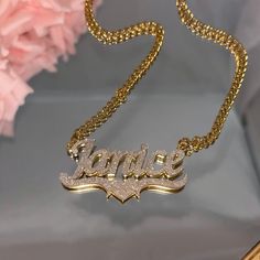 FREE US SHIPPING TODAY ONLY! •Starting under $50 this week only! Purchase multiple and save!! •Buy Now Pay Later with interest free installment payment options! Just choose the provider of your choice after adding your shipping info! This personalized beauty is the perfect accessory to compliment any style! Our stunning custom frosted unisex/womens name necklace will stand out in any room! Goes with every look and comes in Gold, Rose Gold or Silver! We have the best quality & the best prices for Name Plate Necklace Gold, Quince Necklace, Custom Gold Jewelry, Quinceanera Jewelry, Charm Bracelets For Girls, Name Plate Necklace, Dope Jewelry Accessories, Custom Bling, Expensive Jewelry Luxury