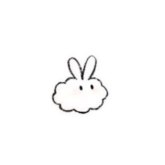 a drawing of a cloud with a rabbit face on it