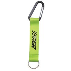 1" polyester lanyard with split ring on one side and a black 2 5/8" carabiner on the other side. Custom Carabiner Key Chain Strap in Lime Green | Polyester | tradeshow Giveaways Fun Adjustable Lanyards, Accessories Brand, Strap Design, Bag Tag, Conference Swag, Carabiner Keychain, Trade Show Giveaways, Costume Bags, Key Lanyard