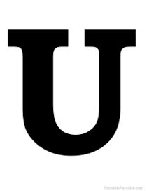 the letter u is shown in black and white