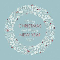 merry christmas and happy new year greeting card