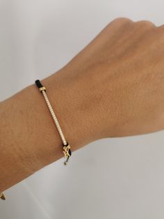 W H A T ∙ M A K E S ∙ T H I S ∙ S P E C I A L This beautiful CZ BAR bracelet adjusts to fit different wrist sizes. This dainty bracelet looks gorgeous stacked with other bracelets and watch. Simple, delicate and versatile... you'll want in your collection. - we use only the finest quality materials - all components are 100% sterling silver or 18k Gold plated (Nickel free) - all pieces are designed in our happy studio D E T A I L S * Available in sterling silver or Crafted in Gold plated .925 ste Luxury Adjustable Cord Jewelry As Gift, Adjustable Sterling Silver Diamond Bracelet For Everyday, Dainty Everyday Jewelry With Adjustable Cord, Everyday Jewelry Bracelet With Adjustable Cord, Elegant Sterling Silver Jewelry With Adjustable Cord, Adjustable White Gold Diamond Bracelet For Everyday, Everyday Adjustable Cord Bracelet Jewelry, Everyday Adjustable Cord Bracelet, Adjustable Yellow Gold Diamond Bracelet For Everyday Wear