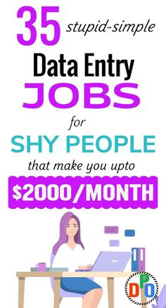 a woman sitting at a desk with a laptop on her lap and the words 40 virtual assistant jobs for shy people that make you up to $ 4, 000 / month