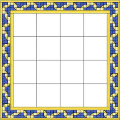 a blue and yellow frame with squares on it