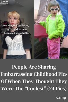 two photos with the caption people are sharing embarrasing childhood pics of when they thought they were coolest 24 pics