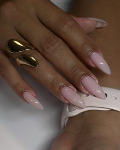 @apresnailofficial ‘For once’ Nail Shapes For Short Fingers, Burnt Orange And Gold Nails, Med Length Nails, C Initial Nails, Classy Nails Acrylic, Oval French Tip, Classy Nude Nails, Acrylic Nail Designs Classy, Classy Almond Nails