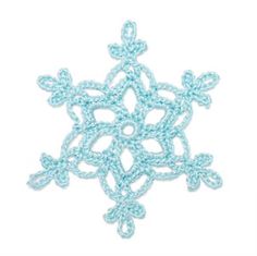 a crocheted snowflake is shown on a white background