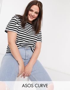 Asos Curve, T-shirts & Tank Tops, T Shirt Vest, Girly Outfits, New Wardrobe, Plus Size T Shirts, Stripes Design, Plus Size Tops, White Stripe