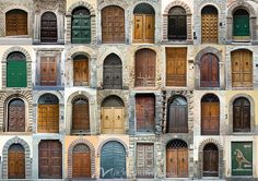 many different doors and windows are shown together