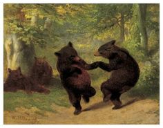 'Dancing Bears' Art Print - William Holbrook Beard | Art.com Bear Paintings, Dancing Bears, Framed Oil Painting, Bear Art, Animal Wall Art, Cabin Decor, 그림 그리기, Find Art, Black Green