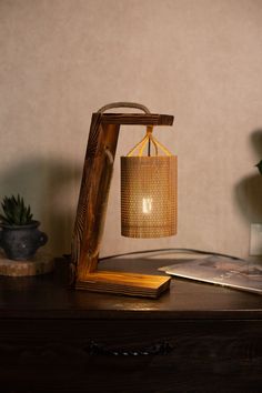 a lamp that is on top of a table