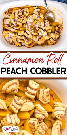 this cinnamon roll peach cobbler is the perfect dessert to serve with friends and family