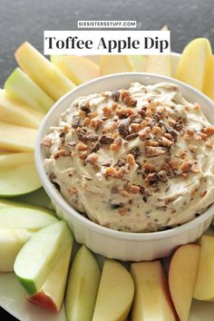 This Toffee Apple Dip is a new favorite at our house. It is incredibly easy to make, and is full of delicious flavor. If you are looking for a quick and delicious appetizer or healthy treat, this is a recipe I would definitely recommend. It comes together in a matter of minutes and tastes amazing. Toffee Apple Dip, Toffee Dip, Apple Dip Recipe, Six Sisters Stuff, Sweet Dips, Apple Dip, Toffee Apple, Dip Recipes Easy, Salty Snacks