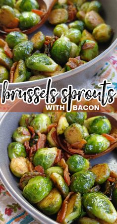 brussel sprouts with bacon in two bowls