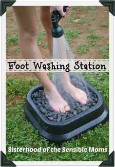 the foot washing station is made out of rocks