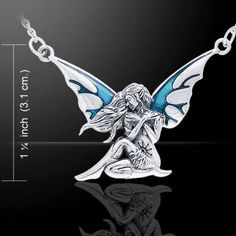 Dark-Wings-Fairy-925-Sterling-Silver-Necklace-by-Peter-Stone Wings Fairy, Peter Stone, Dark Wings, Mystical Jewelry, Fairy Jewelry, Fairy Necklace, Fantasy Collection, Stone Jewelry, Sterling Silver Necklaces