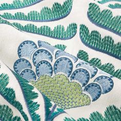 an image of a blue and green pattern on fabric