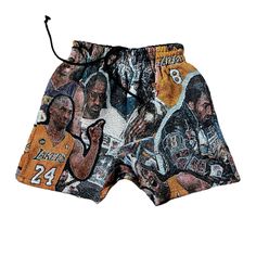 Kobe Bryant Remake Woven Tapestry Shorts, a tribute to the legendary Kobe Bryant. Made from high-quality materials for comfort and durability. Woven tapestry design with Kobe's jersey number, Lakers' colors. Suitable for sports or casual occasions with a relaxed fit and elastic waistband. Ready to ship Tapestry Shorts, Lakers Colors, Woven Tapestry, Tapestry Weaving, Kobe Bryant, Tapestry Design, Short Outfits, Mens Shorts, Favorite Outfit