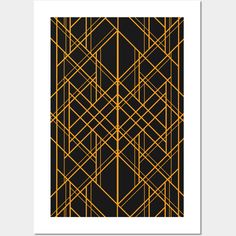 a black and gold art print with lines