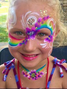 Summer Face Paint Ideas, Pride Face Paint Ideas, Unicorn Makeup Halloween, Eye Face Painting, Fairy Face Paint, Mask Face Paint