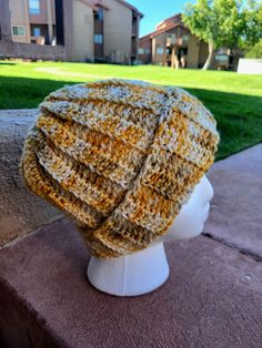 Cute and bright, handmade beanie! Crocheted with soft wool yarn. I think it gives off a sweet, honeycomb or beehive vibe 🐝 Perfect for keeping yourself warm in the autumn or winter, as well as supporting a small, handmade business!  This is a finished product, please allow 1-3 days after ordering to ship. Yellow Yarn Crochet Hat, Handmade Yellow Crochet Hat For Winter, Hand Knitted Yellow Crochet Hat, Yellow Yarn Crochet Beanie Hat, Yellow Hand Knitted Beanie Crochet Hat, Handmade Yellow Crochet Hat, Yellow Hand Knitted Beanie, Handmade Yellow Beanie For Winter, Crochet Acrylic Yarn Beanie For Fall