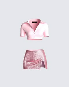 We know you're busy building an empire …  here's the perfect pink fit to look good while doing it 😏 Sparkly Mini Skirt, Pink Sparkly, Micro Mini Skirt, Pink Fits, Looks Street Style, Perfect Pink, Looks Chic, Stage Outfits