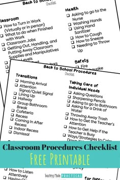 Free Classroom Procedures Checklist for Elementary Classroom Discipline Plan, Procedures Checklist, Classroom Checklist, School Procedures, Teaching Procedures, Classroom Routines And Procedures, Back To School Checklist, School Checklist, First Week Of School Ideas