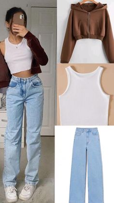 #fashion #cuteoutfitsforschool #aesthetic Outfits Aesthetic Escuela, Trendy Jeans Top Outfit, How To Style Mom Jeans, Aesthetic Outfits Jeans, Trendy Clothes For Teens, Aesthetic College Outfits, Everyday College Outfits, Aufits Aesthetic, Outfits Bonitos