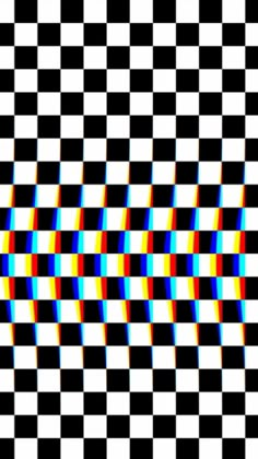 an image of a black and white checkered background with colorful lines in the middle