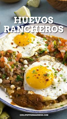 huevoos rancheros with eggs on top