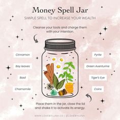 Spell Jars For Money, Wealth Spell Jar, Money Spell Jars, Abundance Jar, Money Jar Spell, Abundance Spell Jar, Prosperity Spell Jar, Money Spell Jar, Manifestation Ideas