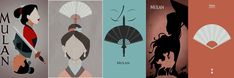 four different types of art deco posters