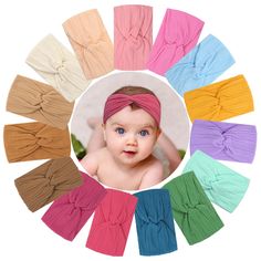 PRICES MAY VARY. The baby hair bows size are approx 4.5 inch, made of soft nylon material, skin friendly. Baby headbands size:6 inch*3.5 inch, with good elasticity, can be expanded to fit most babies from newborns to toddlers. We offer 12 pieces baby tie-dye headbands,12 different colors as shown, cute and dazzling. It contains multiple colors in one package, you are certain to find the perfect headband for matching every outfit. These nylon headbands are the perfect gift for any occasion! Birth Baby Headband Sizes, Baby Tie, Baby Hair Bows, Stretchy Headbands, Baby Head, Elastic Hair Bands, Diy Hair Accessories, Nylon Headbands