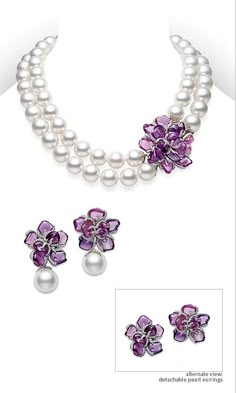 Mikimoto Pearls, Pearl Necklace Designs, Purple Jewelry, Pearl Jewellery, Pearl Necklaces, Jewelry Design Necklace, Bead Jewellery, Gorgeous Jewelry, Gold Jewelry Fashion