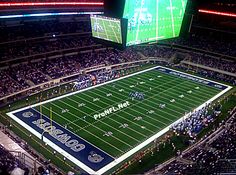 an overhead view of a football stadium