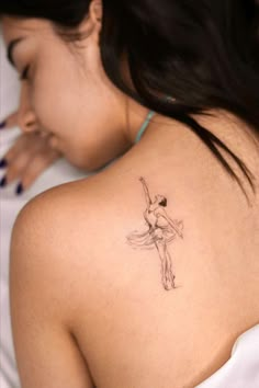 Gorgeous Micro Realism Ballerina Tattoo - EXP Haus Tattoo Studio London Fine Line Inspired Tattoo, Dancer Tattoos For Women, Realistic Fine Line Tattoo, Dance Inspired Tattoos, Ballet Tattoo Ideas, Tattoo Ideas Realism