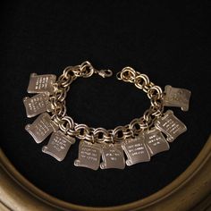 Chunky gold tone ten commandments charm bracelet Vintage religious gift Material - gold tone metal Dimensions - 19.5 cm / 7.67 inches Not adjustable No maker's mark Condition - This item is vintage, not new and may show some signs of wear or use. Please ask questions if you have any doubt of an items condition. ! Please make sure to review an item listing description carefully, examine photos, and read my 'Shipping Policies' before making your purchase. Charm Bracelet Vintage, Vintage Charm Bracelet, Ten Commandments, Bracelet Vintage, Maker's Mark, Religious Gifts, Gold Tone Metal, Makers Mark, Charm Bracelets