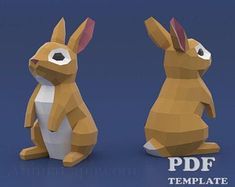 two paper rabbits sitting next to each other on a blue background with the words template