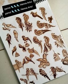 a sheet of stickers with different designs on the back of it's cover