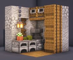 an image of a small kitchen in minecraft