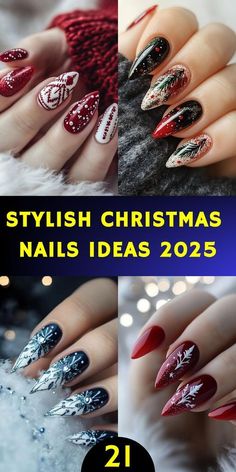 Red Nails With Gold, Nails With Gold Accents, Nail Ideas For Christmas, Christmas Nail Trends, Beachy Nail Designs, Red And Gold Nails, Christmas Nail Ideas, Nails With Gold, Beachy Nails