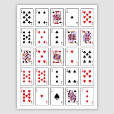 an image of playing cards with hearts and spades on the front, in different colors